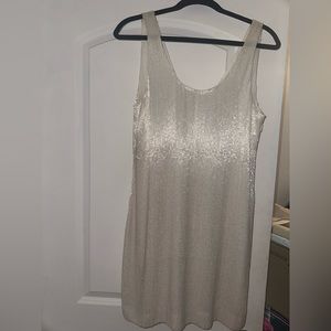 Joie hand beaded white mini dress. Scoop neck.